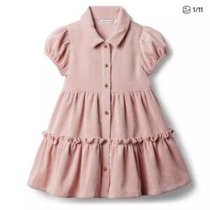 Janie and Jack Pink Corduroy Floral Embroidered Dress - Size 3